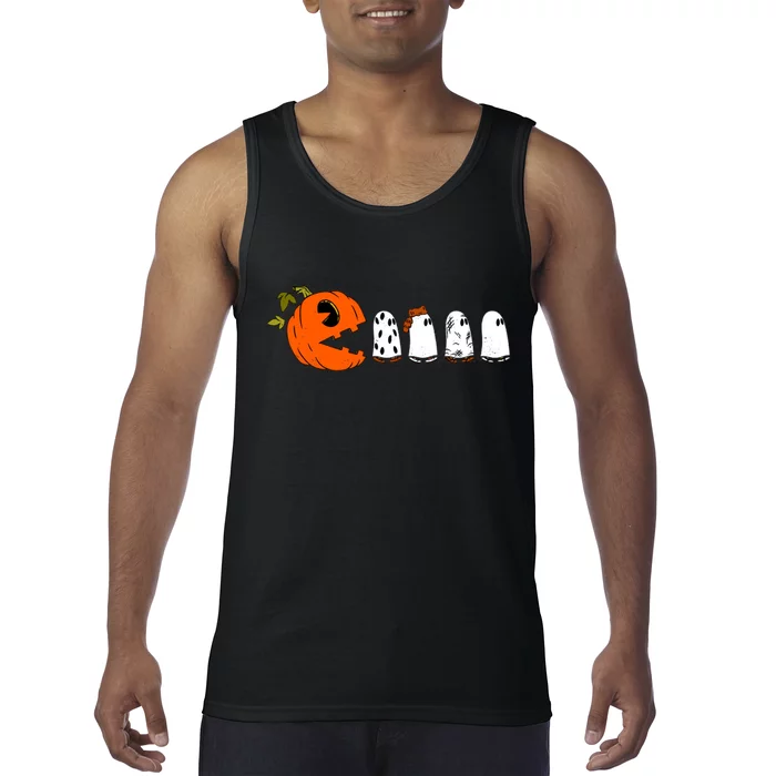 Funny Halloween Pumpkin Ghosts Retro Gamer Tank Top