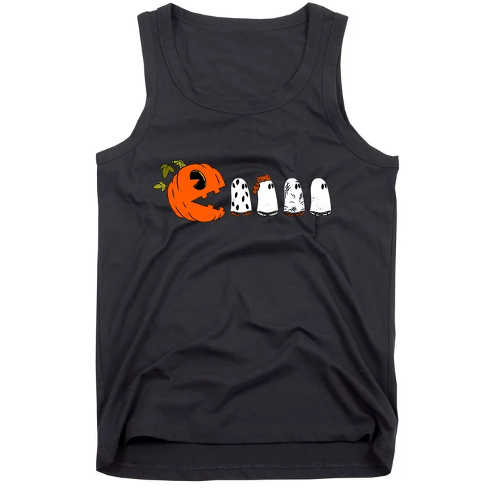 Funny Halloween Pumpkin Ghosts Retro Gamer Tank Top