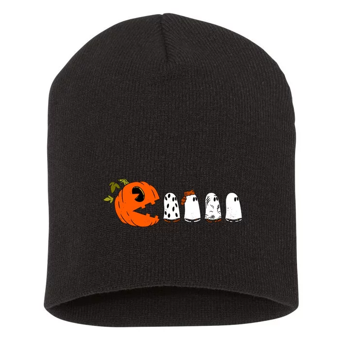 Funny Halloween Pumpkin Ghosts Retro Gamer Short Acrylic Beanie