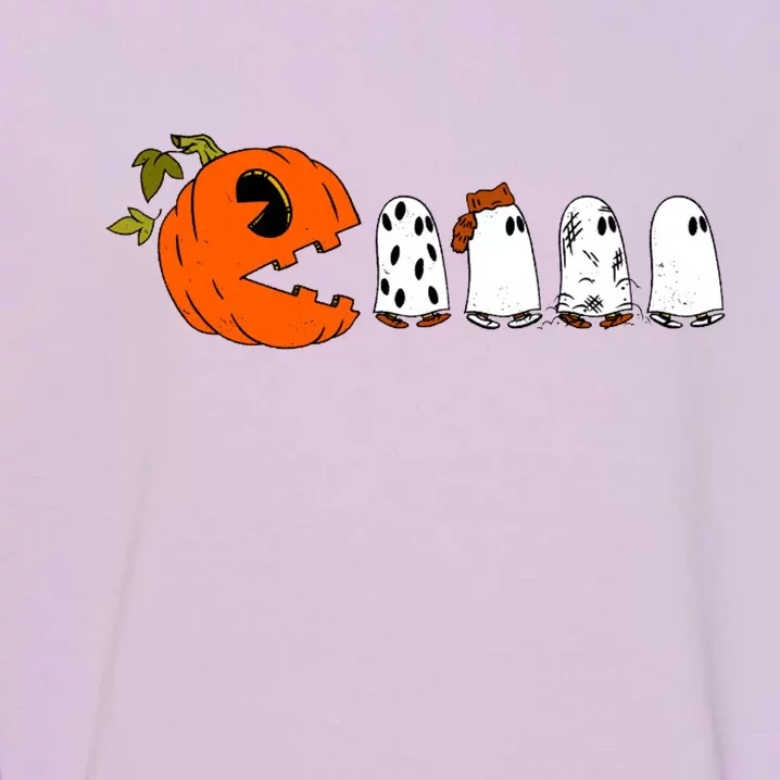 Funny Halloween Pumpkin Ghosts Retro Gamer Garment-Dyed Sweatshirt