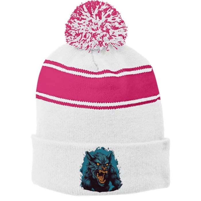 Funny Halloween Party With This Cool Werewolf Costume Stripe Pom Pom Beanie