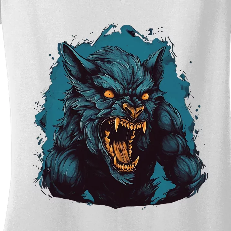 Funny Halloween Party With This Cool Werewolf Costume Women's V-Neck T-Shirt