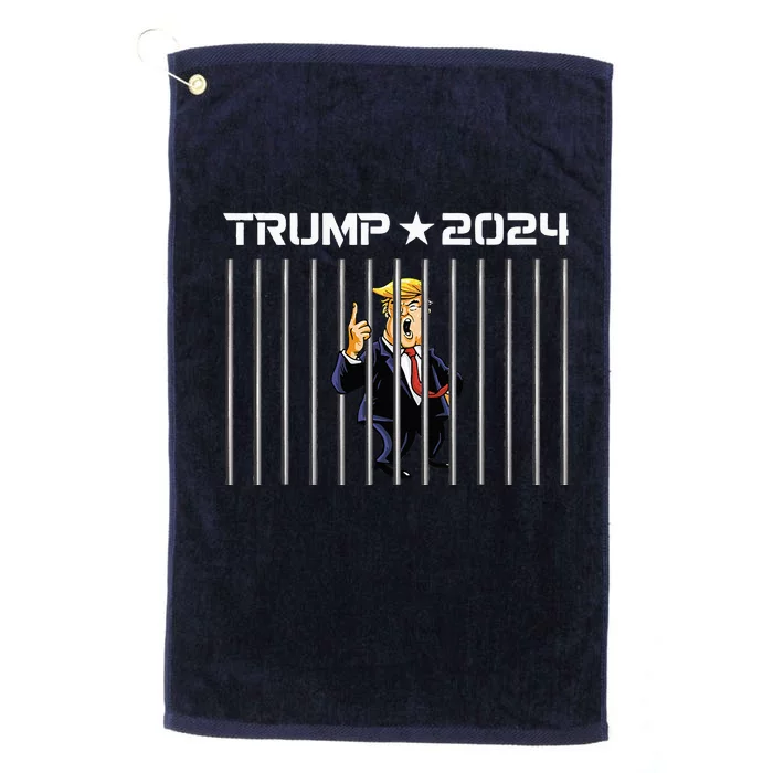 Funny Humorous Political President Donald Trump In Jail 2024 Platinum Collection Golf Towel