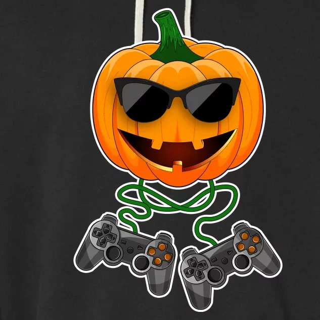 Funny Halloween Pumpkin Video Gamer Garment-Dyed Fleece Hoodie