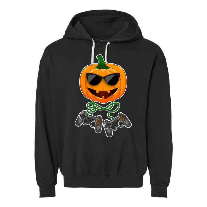 Funny Halloween Pumpkin Video Gamer Garment-Dyed Fleece Hoodie