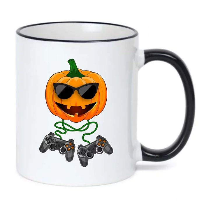 Funny Halloween Pumpkin Video Gamer Black Color Changing Mug