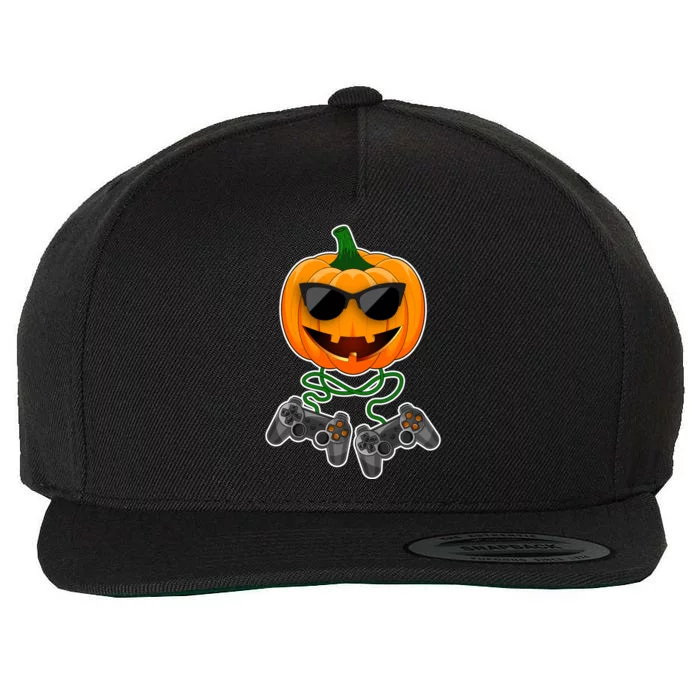 Funny Halloween Pumpkin Video Gamer Wool Snapback Cap