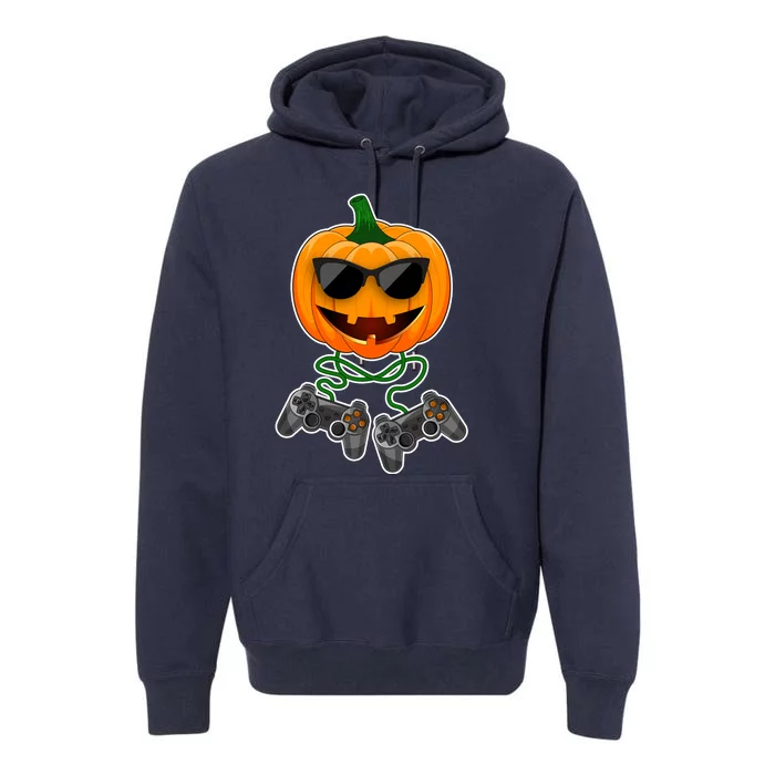 Funny Halloween Pumpkin Video Gamer Premium Hoodie