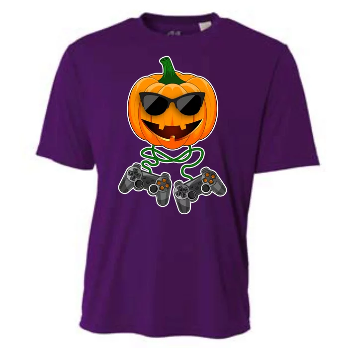 Funny Halloween Pumpkin Video Gamer Cooling Performance Crew T-Shirt