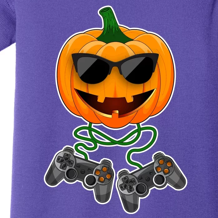 Funny Halloween Pumpkin Video Gamer Baby Bodysuit