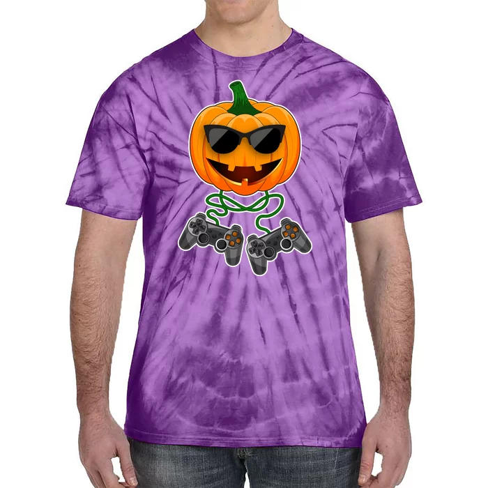 Funny Halloween Pumpkin Video Gamer Tie-Dye T-Shirt