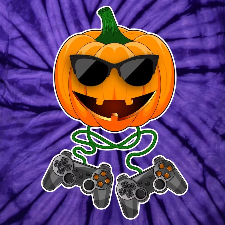 Funny Halloween Pumpkin Video Gamer Tie-Dye T-Shirt