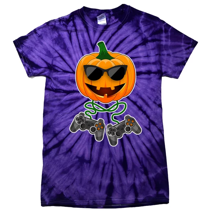 Funny Halloween Pumpkin Video Gamer Tie-Dye T-Shirt