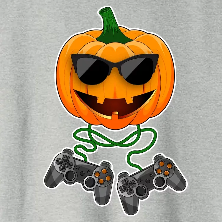 Funny Halloween Pumpkin Video Gamer Women's Crop Top Tee