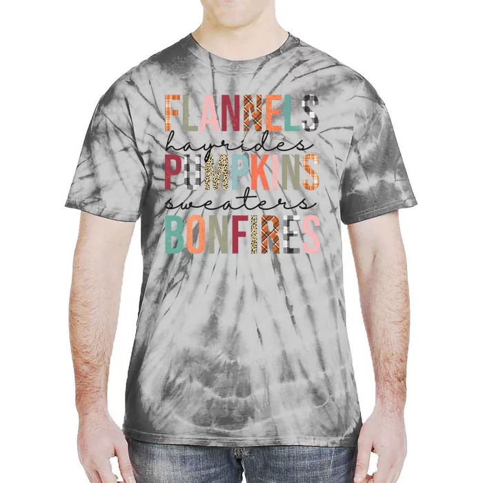 Flannels Hayrides Pumpkins Sweaters Bonfires Fall Autumn Tie-Dye T-Shirt