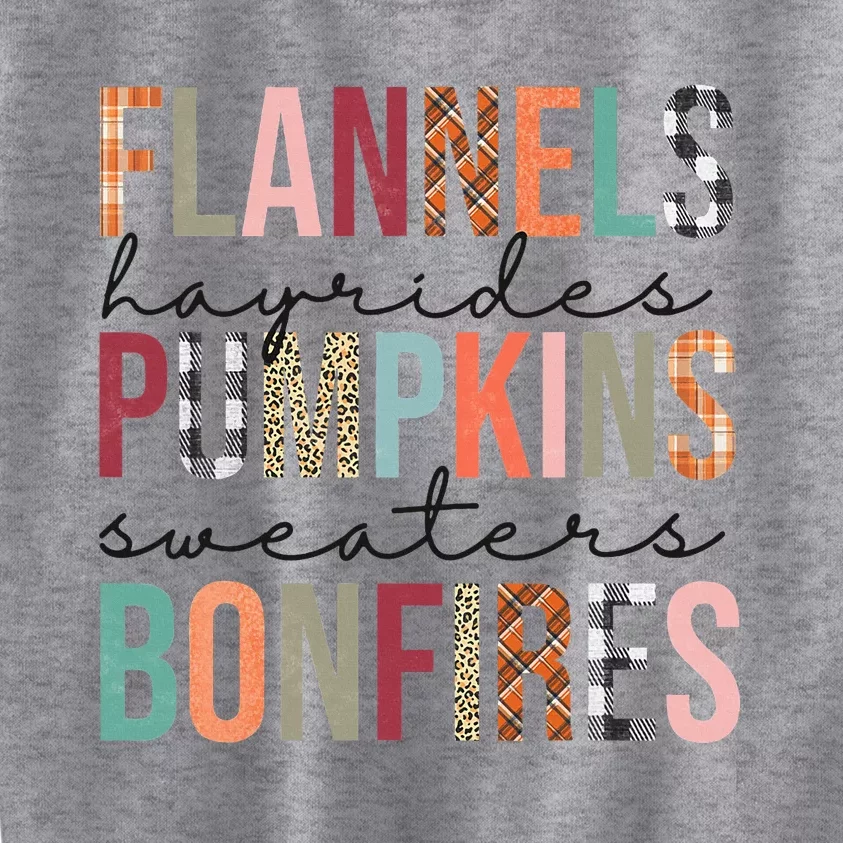 Flannels Hayrides Pumpkins Sweaters Bonfires Fall Autumn Kids Sweatshirt