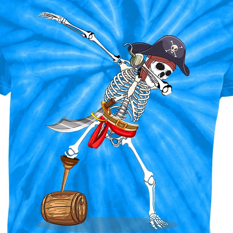 Funny Halloween Pirate Dab Dabbing Skeleton Gift Kids Tie-Dye T-Shirt