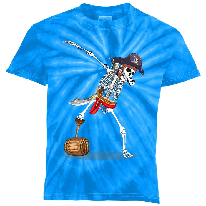 Funny Halloween Pirate Dab Dabbing Skeleton Gift Kids Tie-Dye T-Shirt