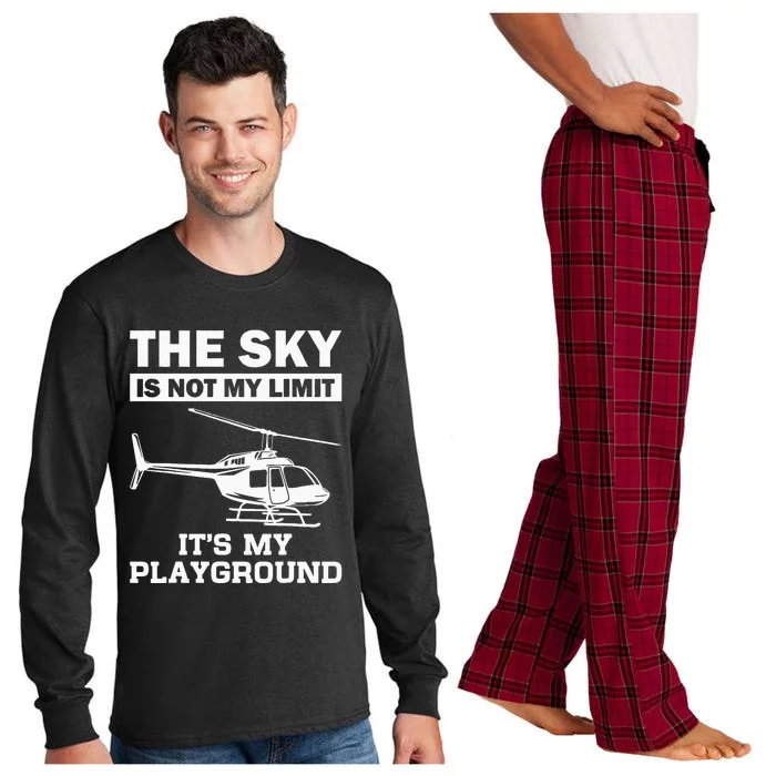 Funny Helicopter Pilot Gift For Men Women Chopper Lovers Long Sleeve Pajama Set