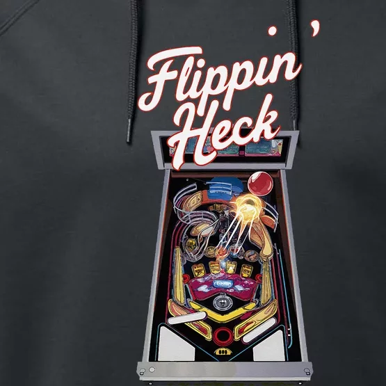 Flippin Heck Pinball Machine Gaming Arcade Performance Fleece Hoodie