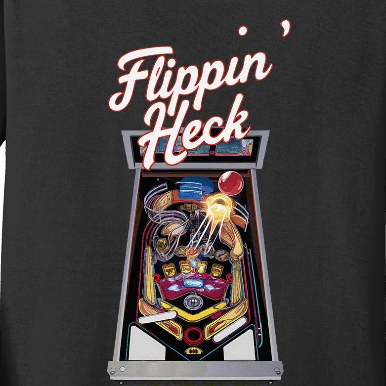 Flippin Heck Pinball Machine Gaming Arcade Kids Long Sleeve Shirt