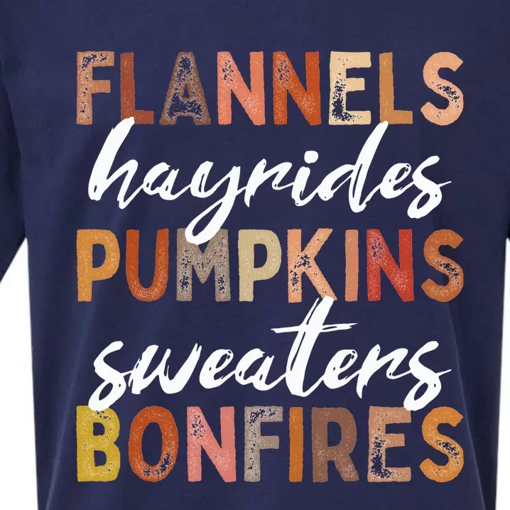 Flannels Hayrides Pumpkins Sweaters Bonfires Fall Autumn Sueded Cloud Jersey T-Shirt