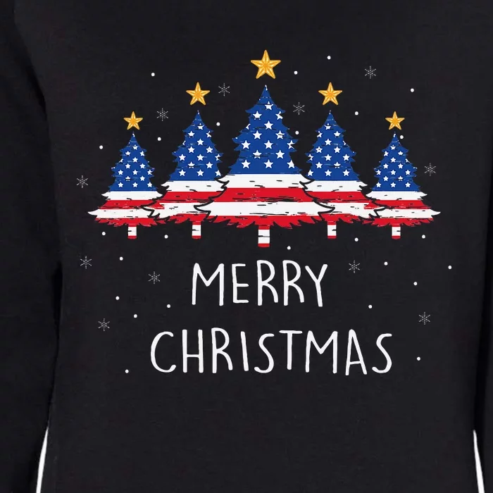 Festive Holiday Pajamas with American Flag Christmas Tree Womens California Wash Sweatshirt