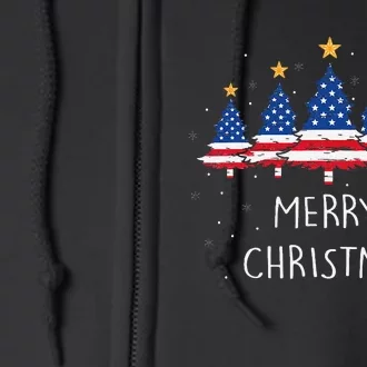 Festive Holiday Pajamas with American Flag Christmas Tree Full Zip Hoodie