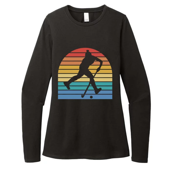 Field Hockey Player Coach Retro Sunset Vintage Art Graphic Gift Womens CVC Long Sleeve Shirt