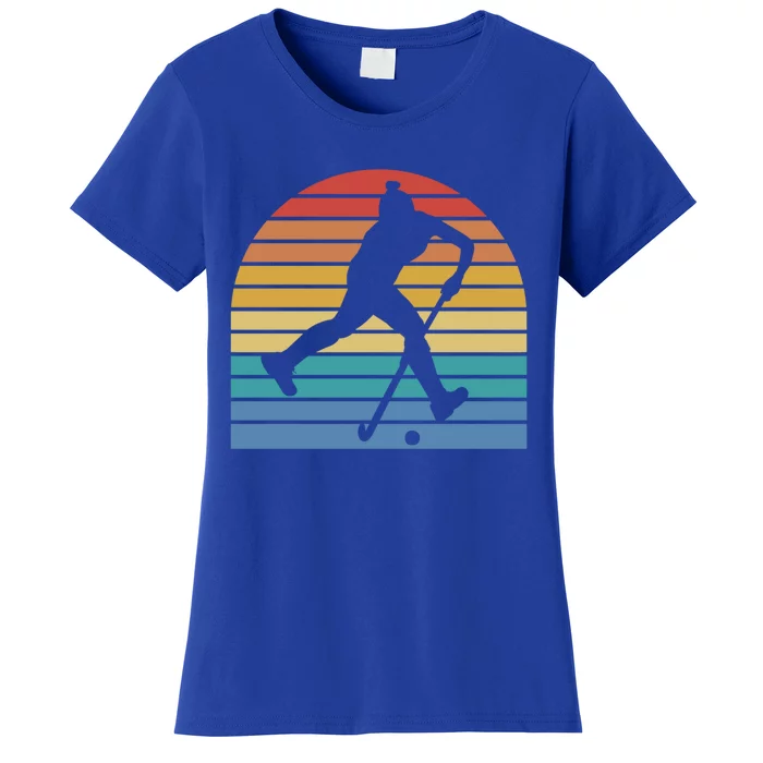 Field Hockey Player Coach Retro Sunset Vintage Art Graphic Gift Women's T-Shirt