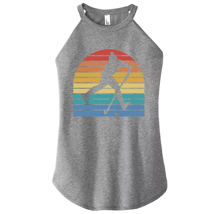 Field Hockey Player Coach Retro Sunset Vintage Art Graphic Gift Women’s Perfect Tri Rocker Tank