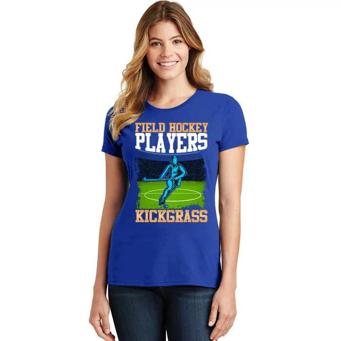 Field Hockey Players Kick Grass Game Day Hockey Stick Gift Women's T-Shirt