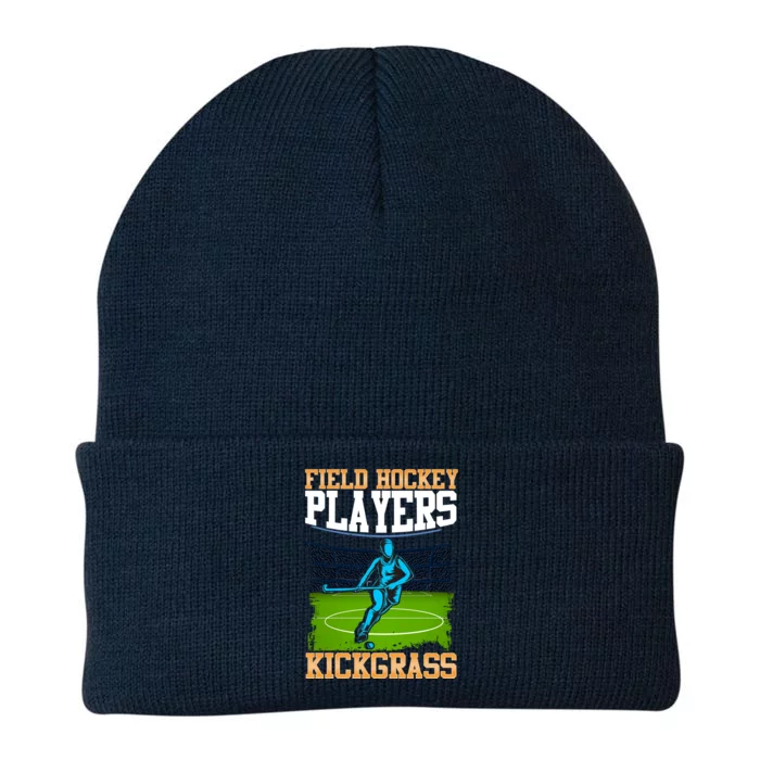 Field Hockey Players Kick Grass Game Day Hockey Stick Gift Knit Cap Winter Beanie