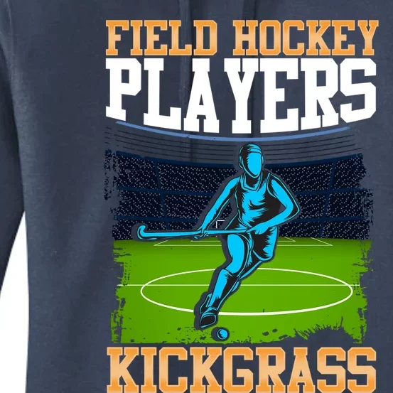 Field Hockey Players Kick Grass Game Day Hockey Stick Gift Women's Pullover Hoodie