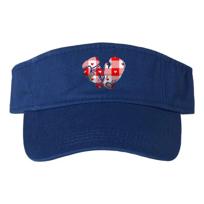 Funny Heart Plaid Boxing Valentine's Day Sport Lover Valucap Bio-Washed Visor