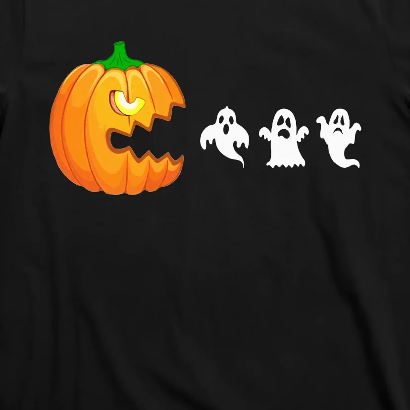 Funny Halloween Pumpkin Eating Ghost Gamer T-Shirt