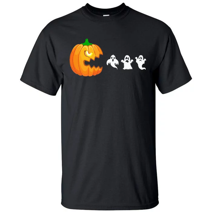 Funny Halloween Pumpkin Eating Ghost Gamer Tall T-Shirt