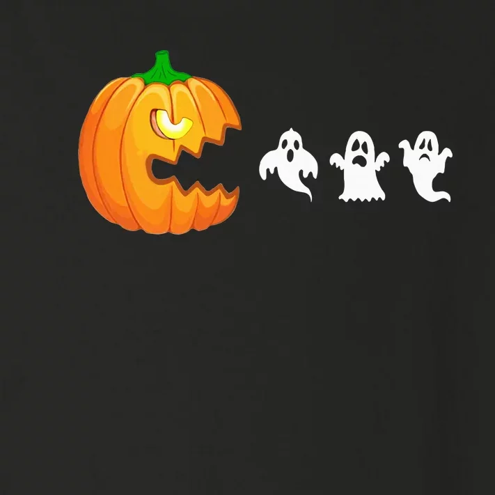 Funny Halloween Pumpkin Eating Ghost Gamer Toddler Long Sleeve Shirt