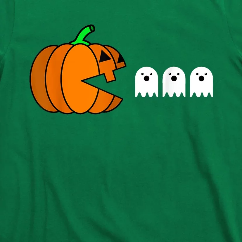 Funny Halloween Pumpkin Eating Ghost Gamer T-Shirt