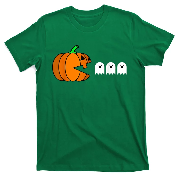 Funny Halloween Pumpkin Eating Ghost Gamer T-Shirt