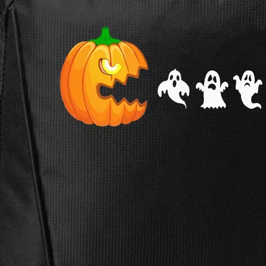 Funny Halloween Pumpkin Eating Ghost Gamer City Backpack