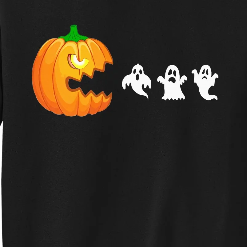 Funny Halloween Pumpkin Eating Ghost Gamer Tall Sweatshirt