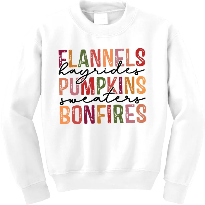 Flannels Hayrides Pumpkin Pumpkin Spice Season Kids Sweatshirt