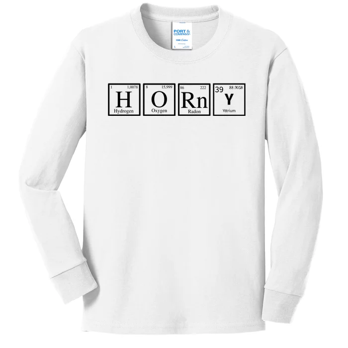 Funny Horny Periodically Chemistry Lover Kids Long Sleeve Shirt