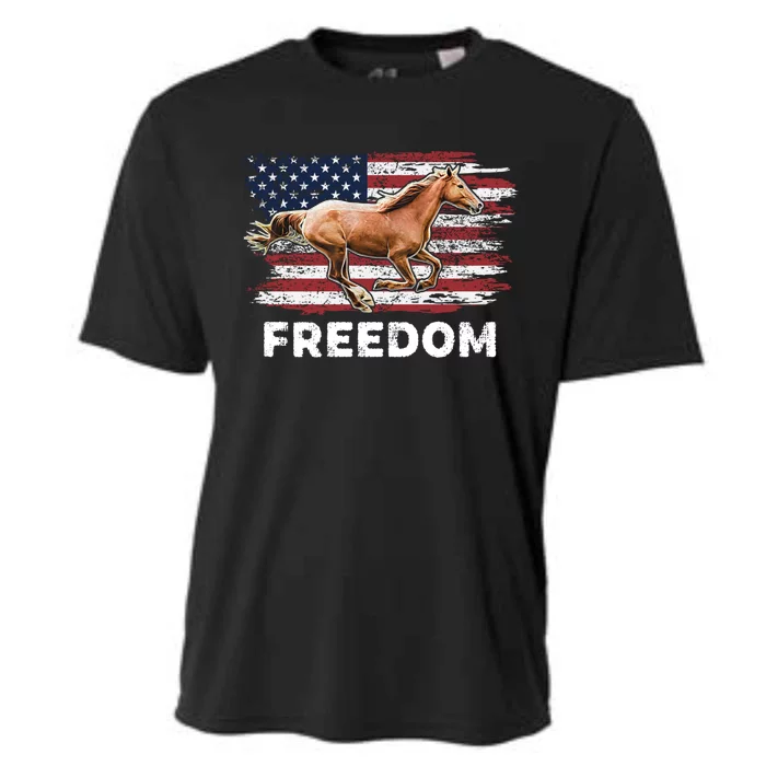 Freedom Horse Patriotic Horse American Flag Horseback Riding Great Gift Cooling Performance Crew T-Shirt