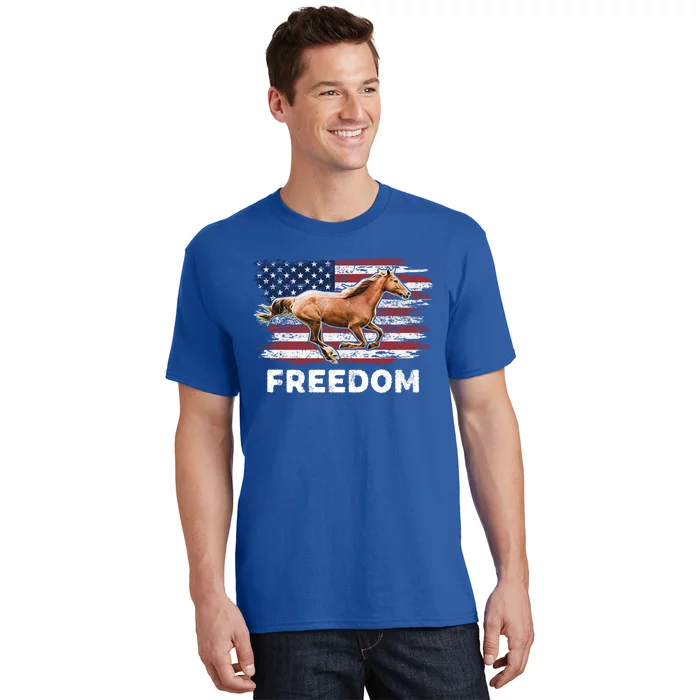 Freedom Horse Patriotic Horse American Flag Horseback Riding Great Gift T-Shirt