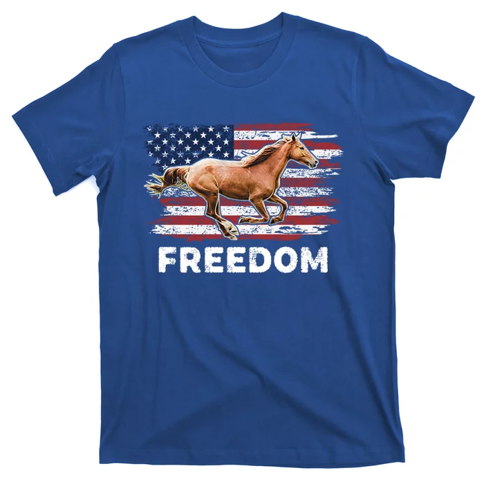 Freedom Horse Patriotic Horse American Flag Horseback Riding Great Gift T-Shirt