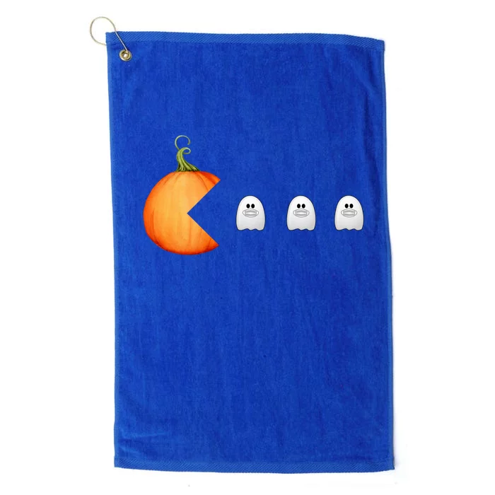 Funny Halloween Pumpkin Eating Ghost Mask Gift Platinum Collection Golf Towel