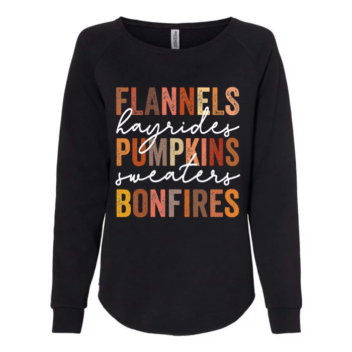 Flannels Hayrides Pumpkins Sweaters Bonfires Autumn Vintage Womens California Wash Sweatshirt