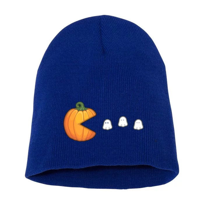 Funny Halloween Pumpkin Eating Ghosts Gift Short Acrylic Beanie